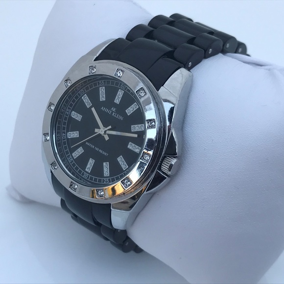 Anne Klein Women Watch Crystal Accents Black Plast - Picture 8 of 8